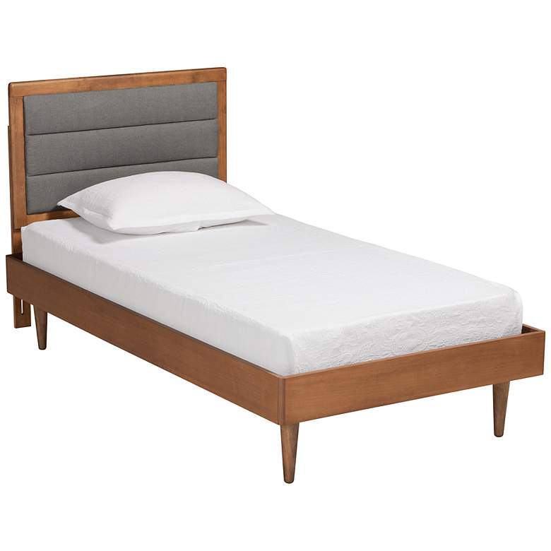 Image 2 Baxton Studio Seren Dark Gray Fabric Twin Size Platform Bed