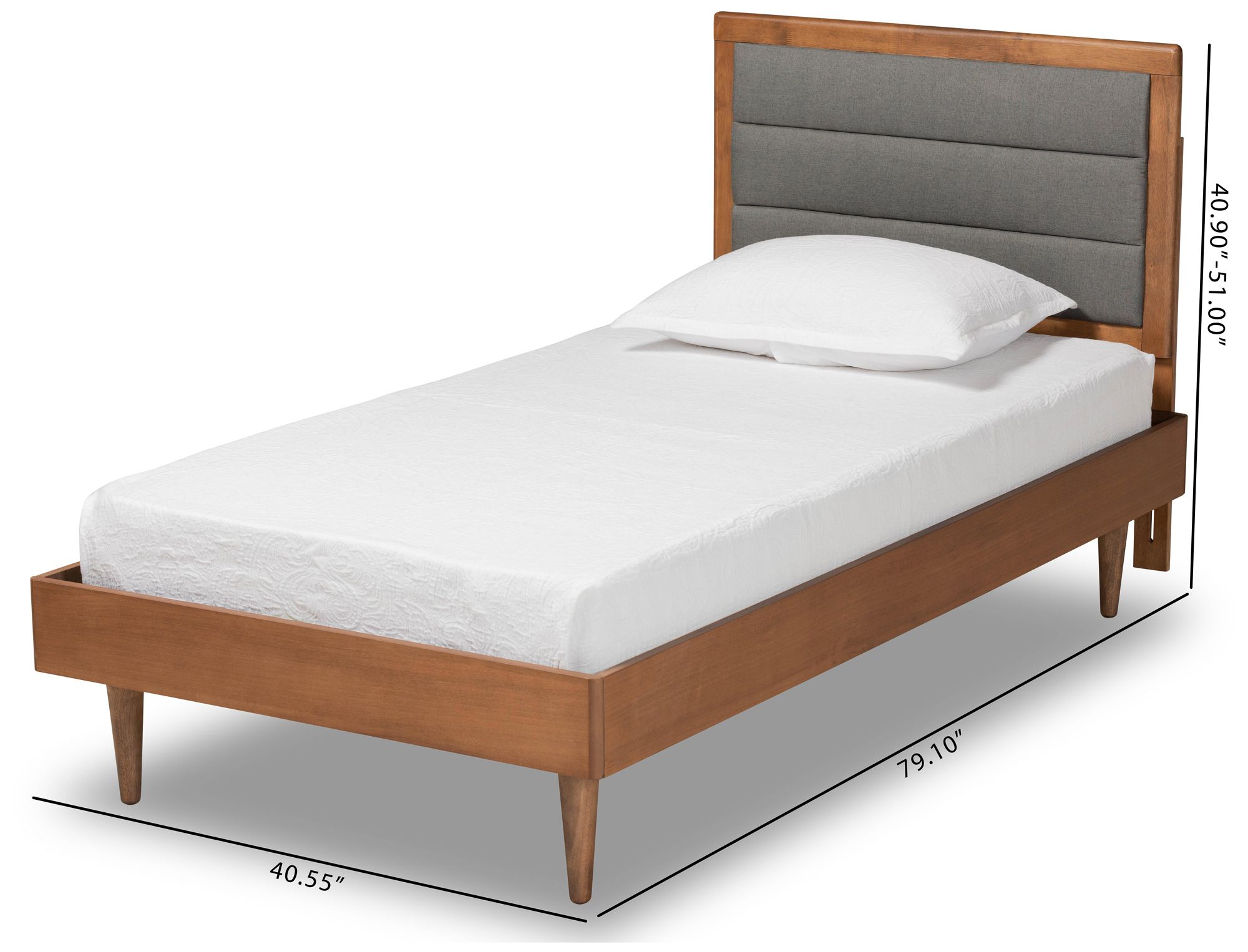 Baxton Studio Seren Dark Gray Fabric Twin Size Platform Bed in scene