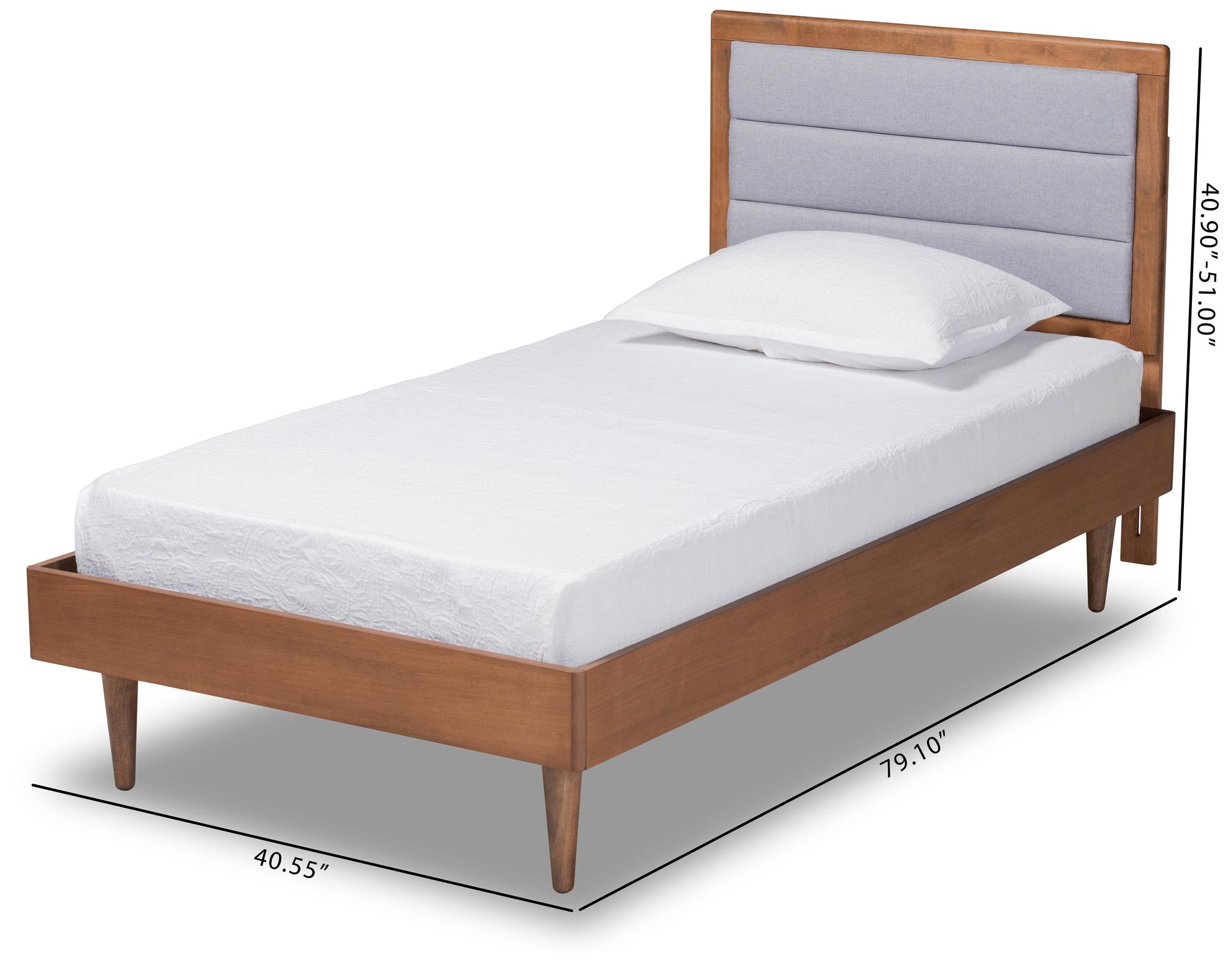 Baxton Studio Seren Light Gray Fabric Twin Size Platform Bed in scene