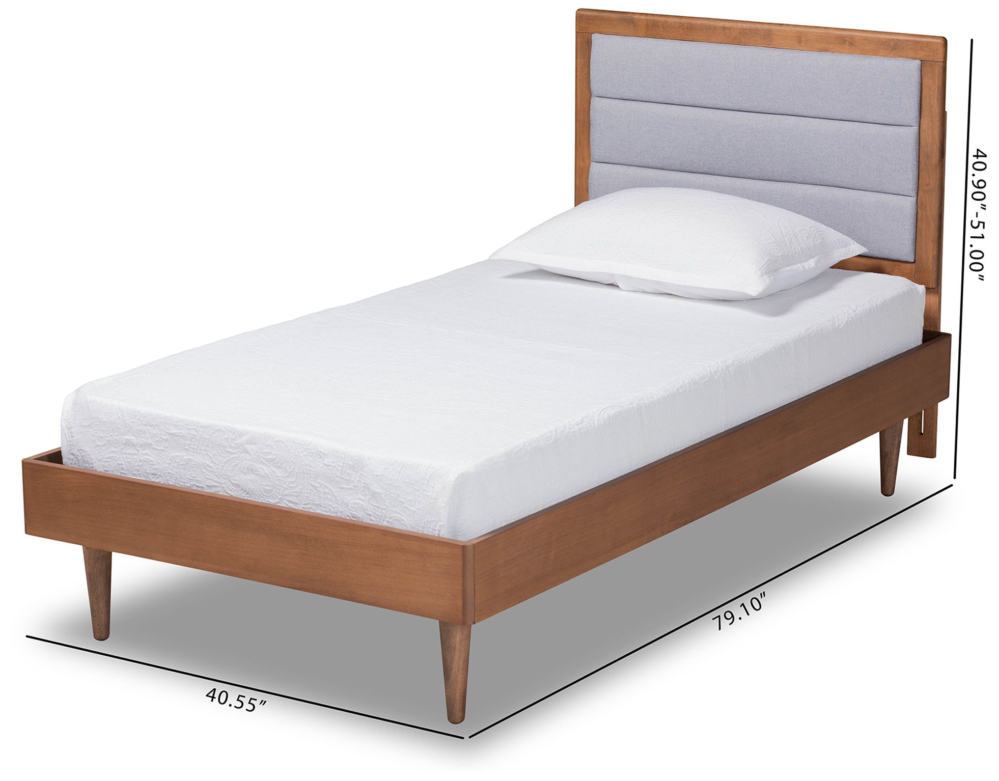 Baxton Studio Seren Light Gray Fabric Twin Size Platform Bed in scene