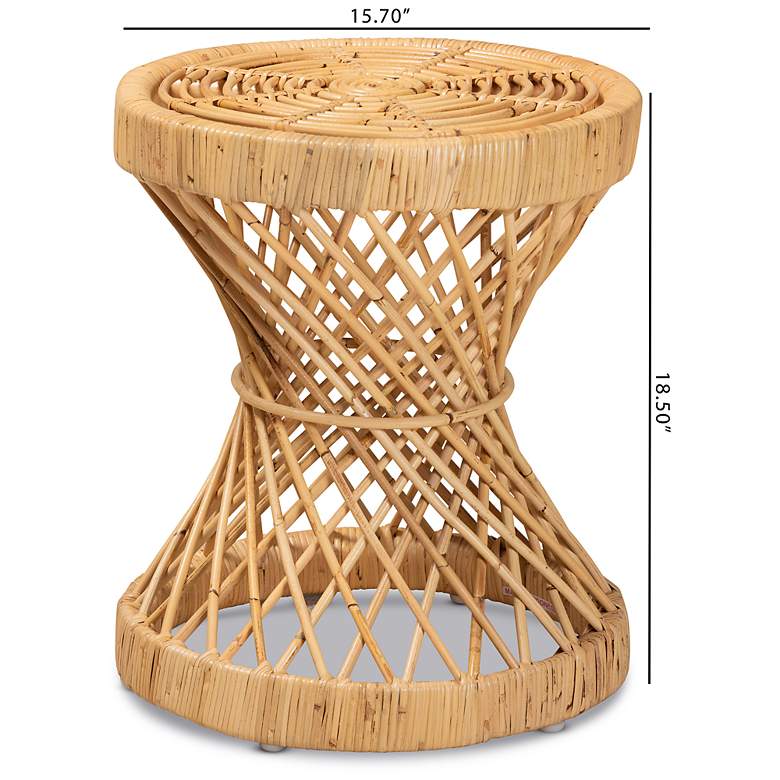 Image 6 Baxton Studio Seville 15 3/4" Wide Natural Rattan End Table more views