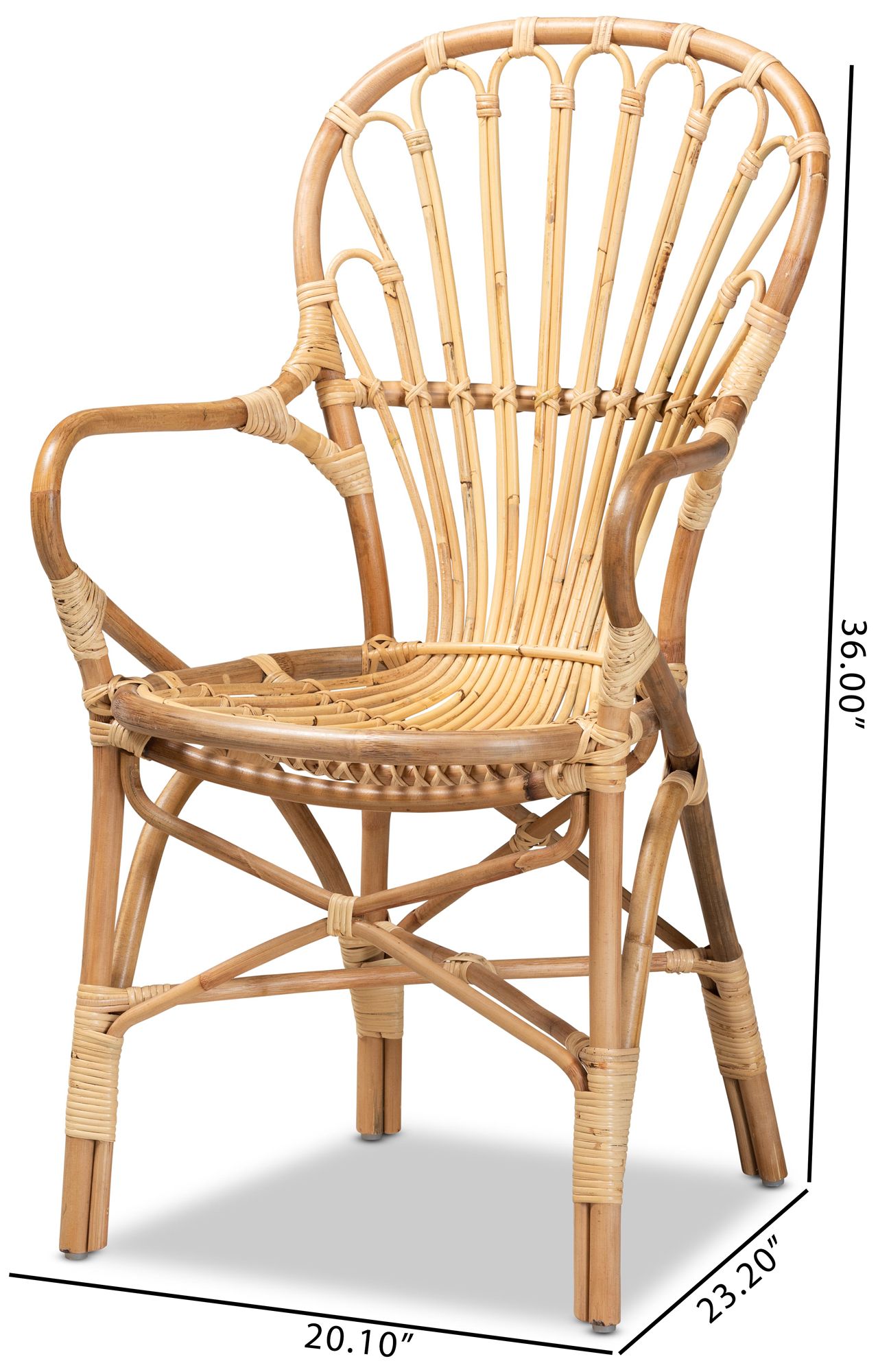 Baxton Studio Sheraton Natural Rattan Armchair