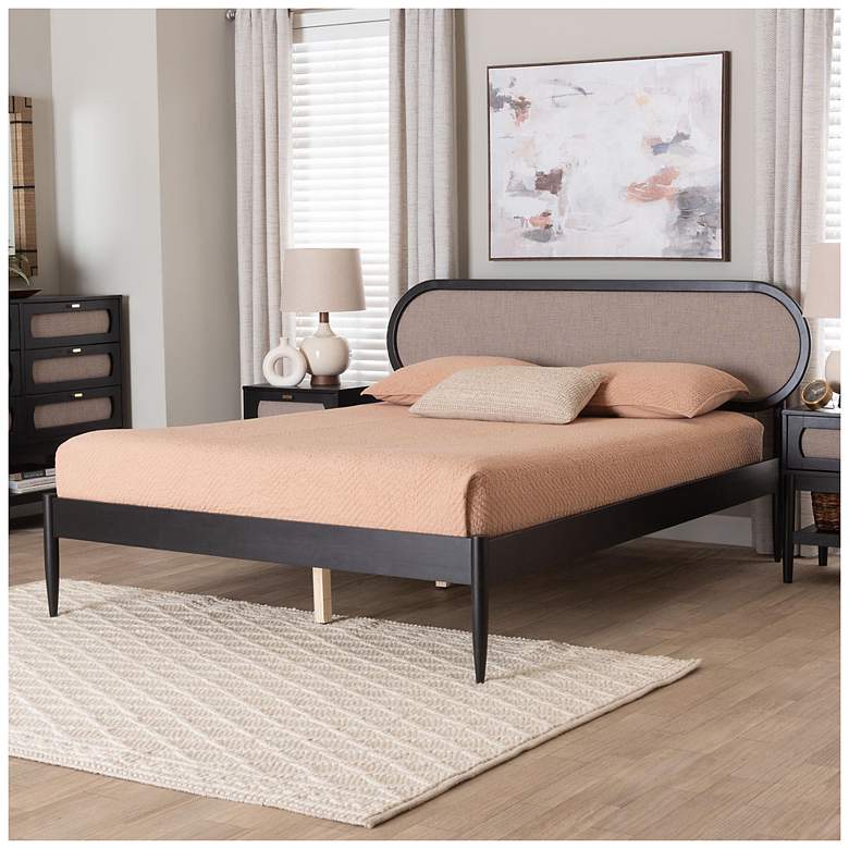 Image 3 Baxton Studio Shirin Beige Fabric and Black Wood Queen Platform Bed more views