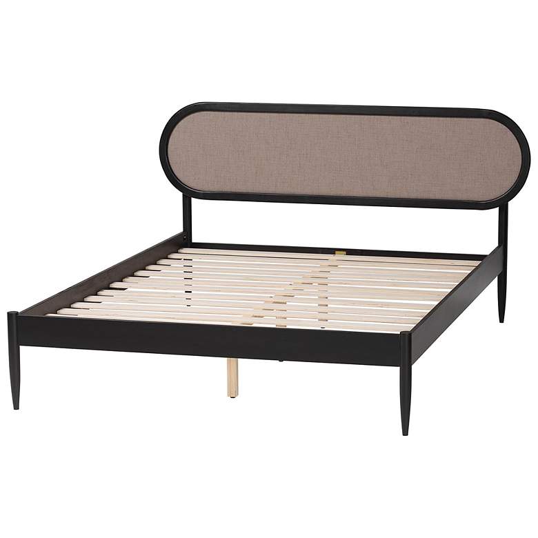 Image 5 Baxton Studio Shirin Beige Fabric and Black Wood Queen Platform Bed more views