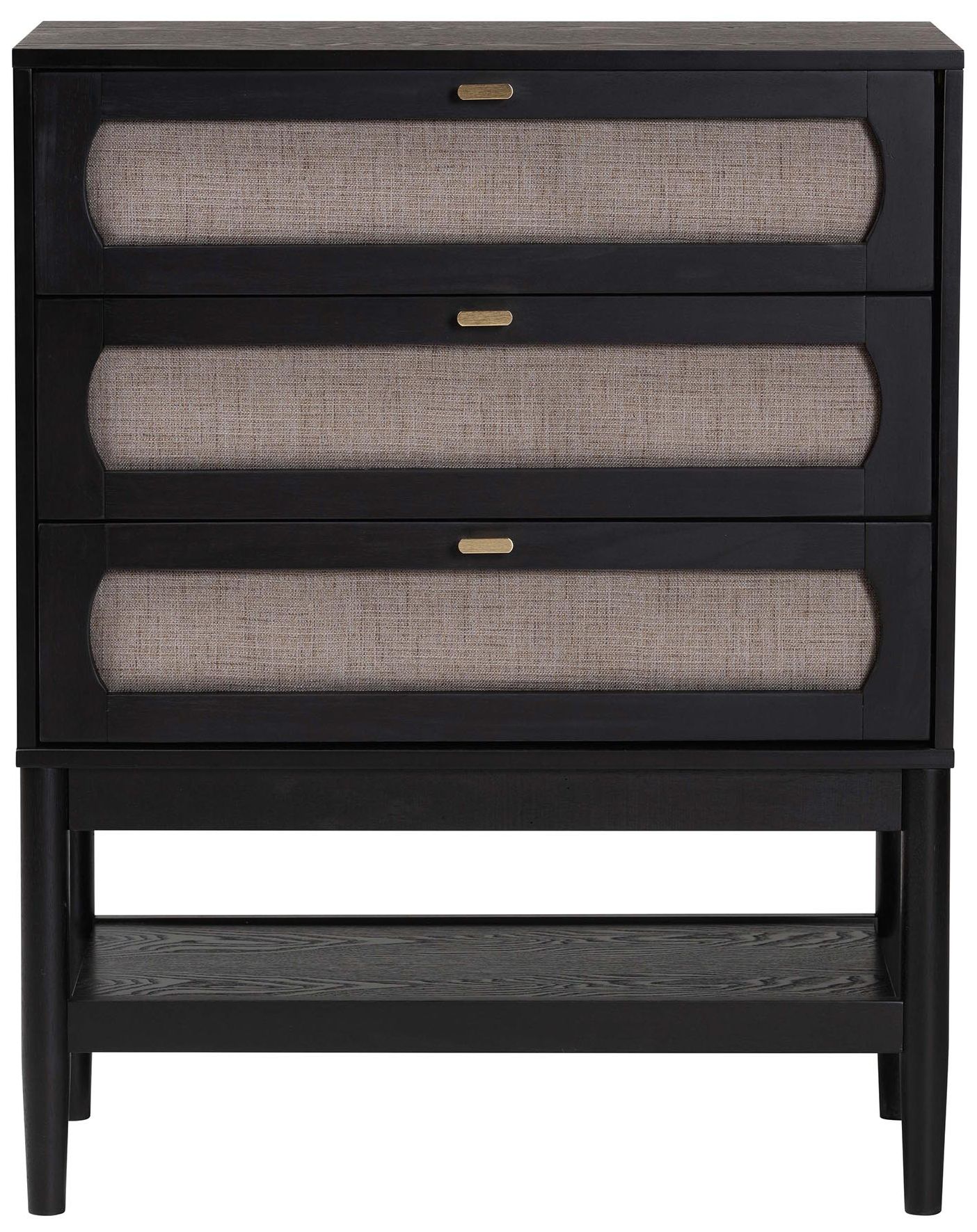 Image 4 Baxton Studio Shirin Mid-Century Beige Fabric and Black Wood 3-Drawer Chest more views