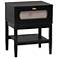 Baxton Studio Shirin Mid-Century Beige Fabric and Wood 1-Drawer Nightstand