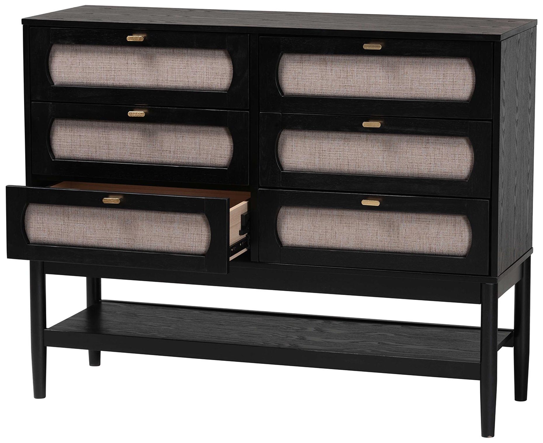 Image 3 Baxton Studio Shirin Mid-Century Beige Fabric and Wood 6-Drawer Dresser more views