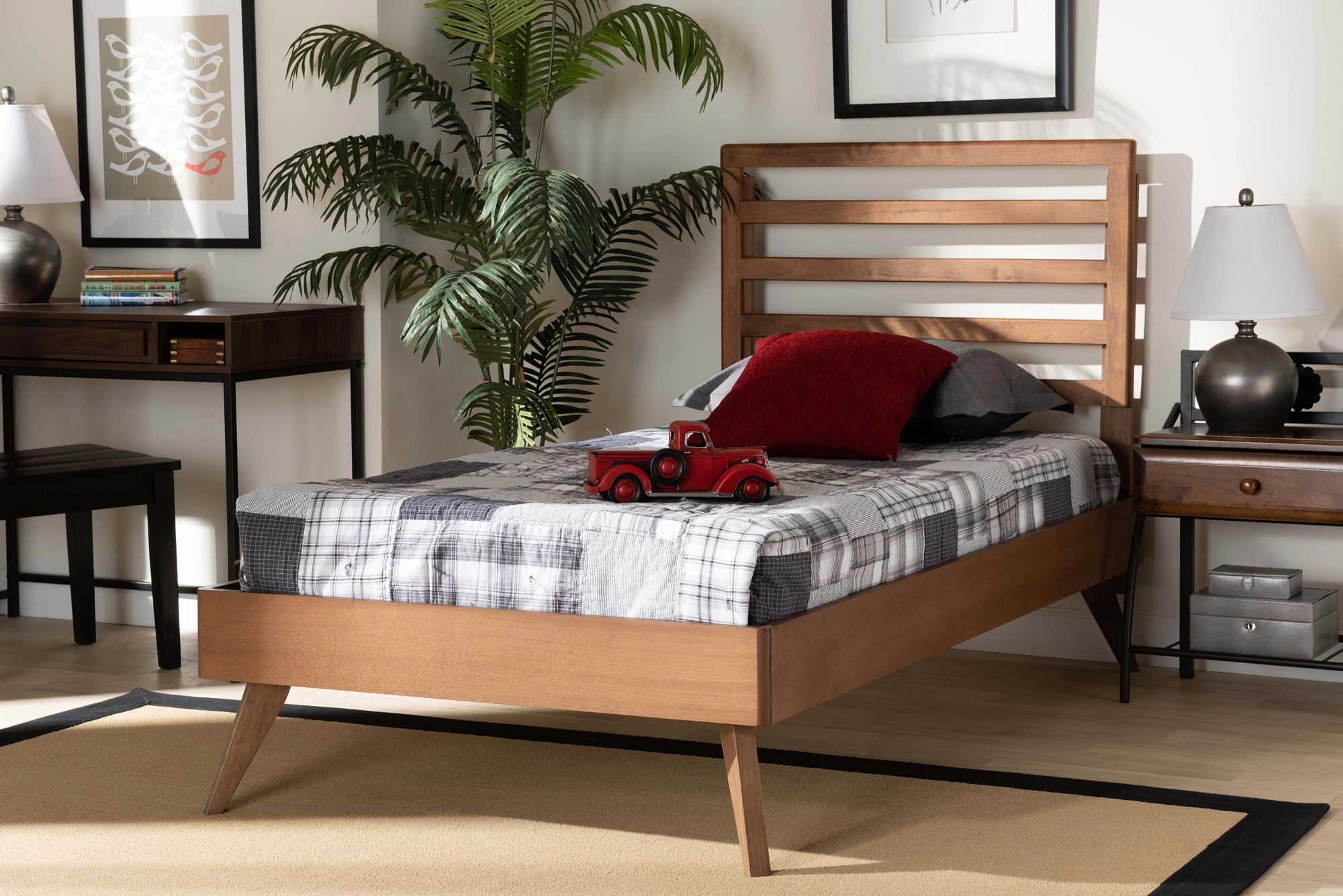 Baxton Studio Shiro Ash Walnut Wood Twin Platform Bed