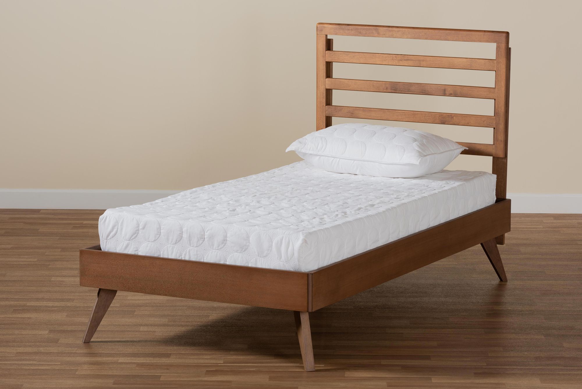 Baxton Studio Shiro Ash Walnut Wood Twin Platform Bed