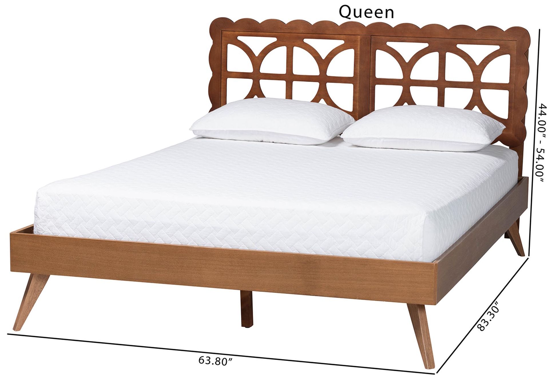 Baxton Studio Shukura Platform Bed - Mid-Century Modern Bed, Queen