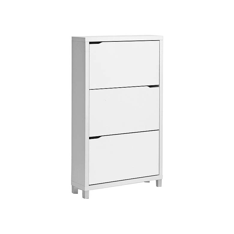 Image 2 Baxton Studio Simms 31" Wide White 3-Door Shoe Cabinet