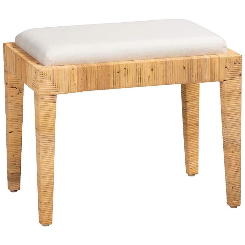 Image 2 Baxton Studio Sofia 23 3/4" Wide Brown Wood Rattan Ottoman