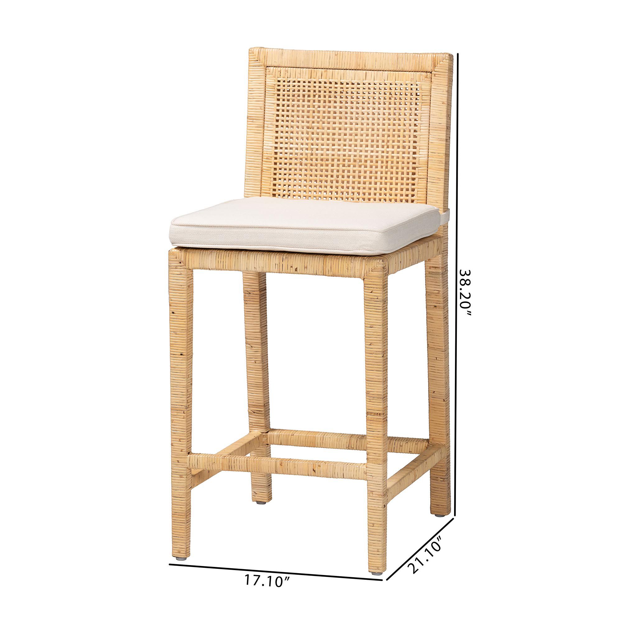 Baxton Studio Sofia 26 3/4" Natural Rattan Counter Stool