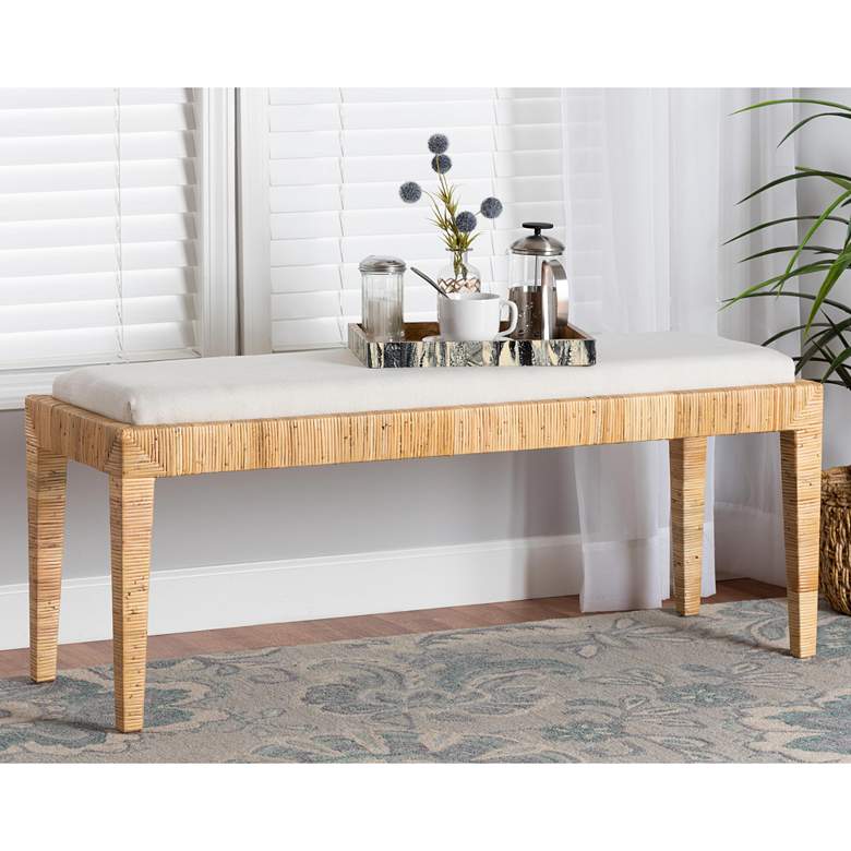 Image 1 Baxton Studio Sofia 48"W Natural Brown Rattan Accent Bench