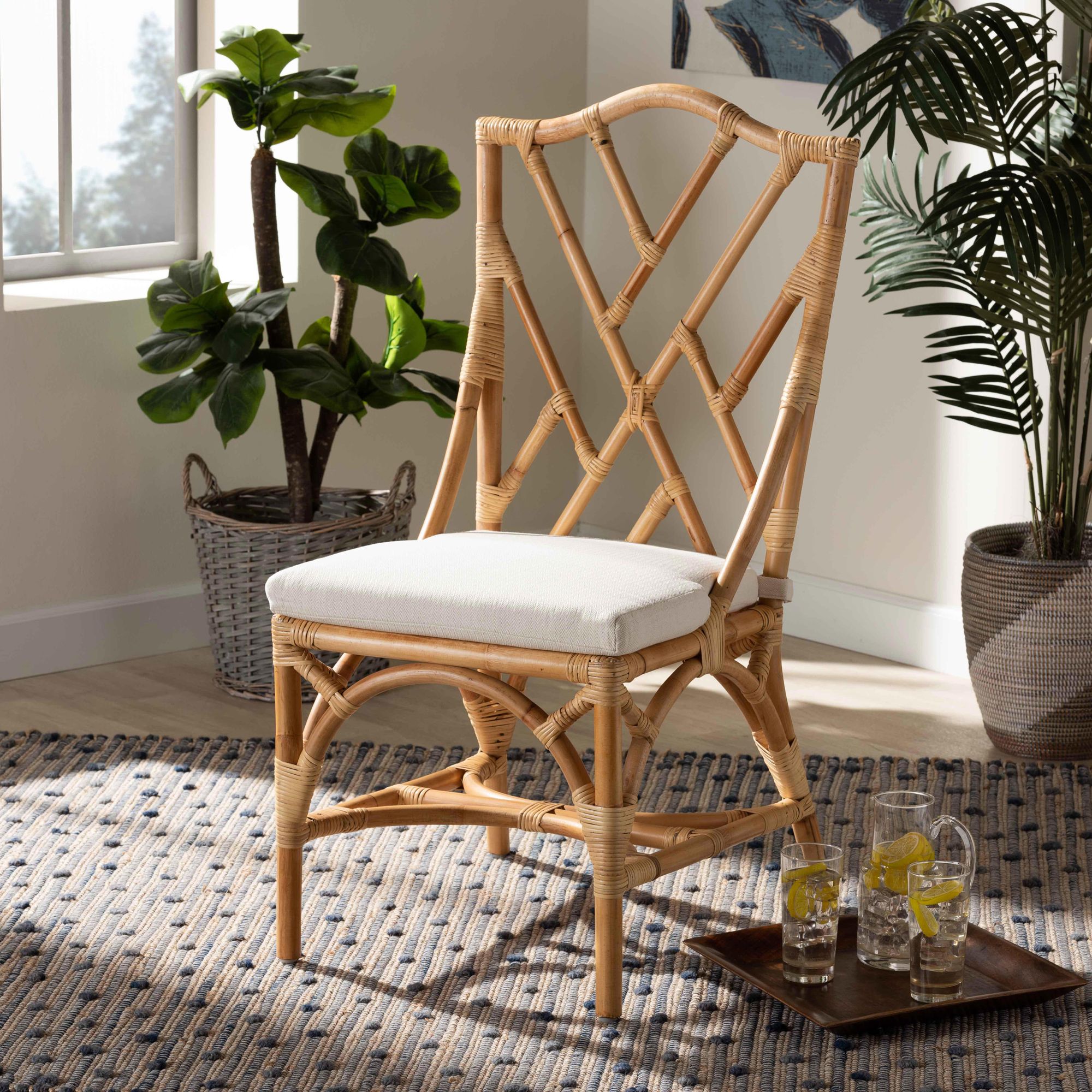 Baxton Studio Sonia Natural Rattan Dining Chair 294R0 Lamps Plus