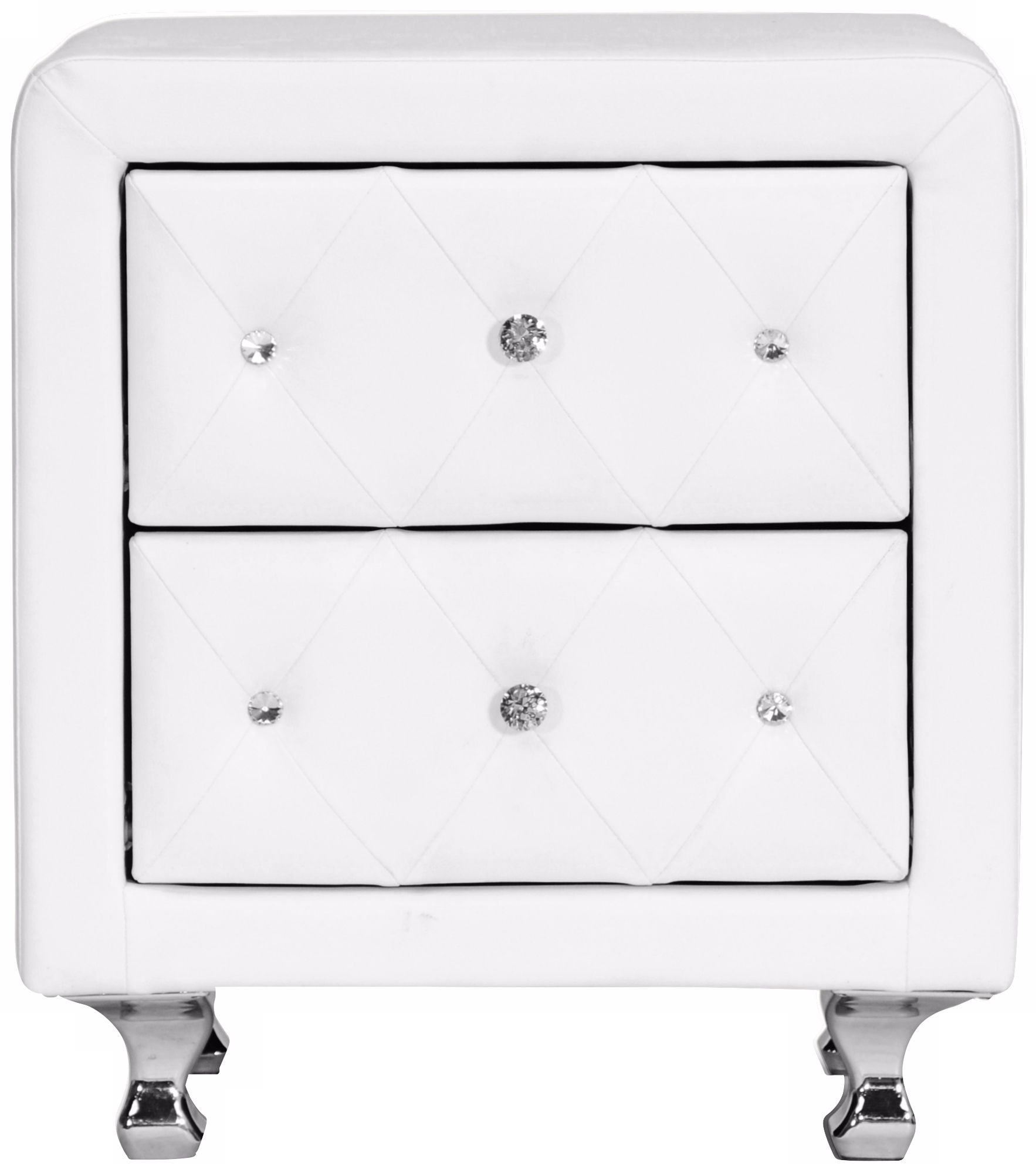 Baxton Studio Stella Crystal Tufted White Upholstered Modern Nightstand