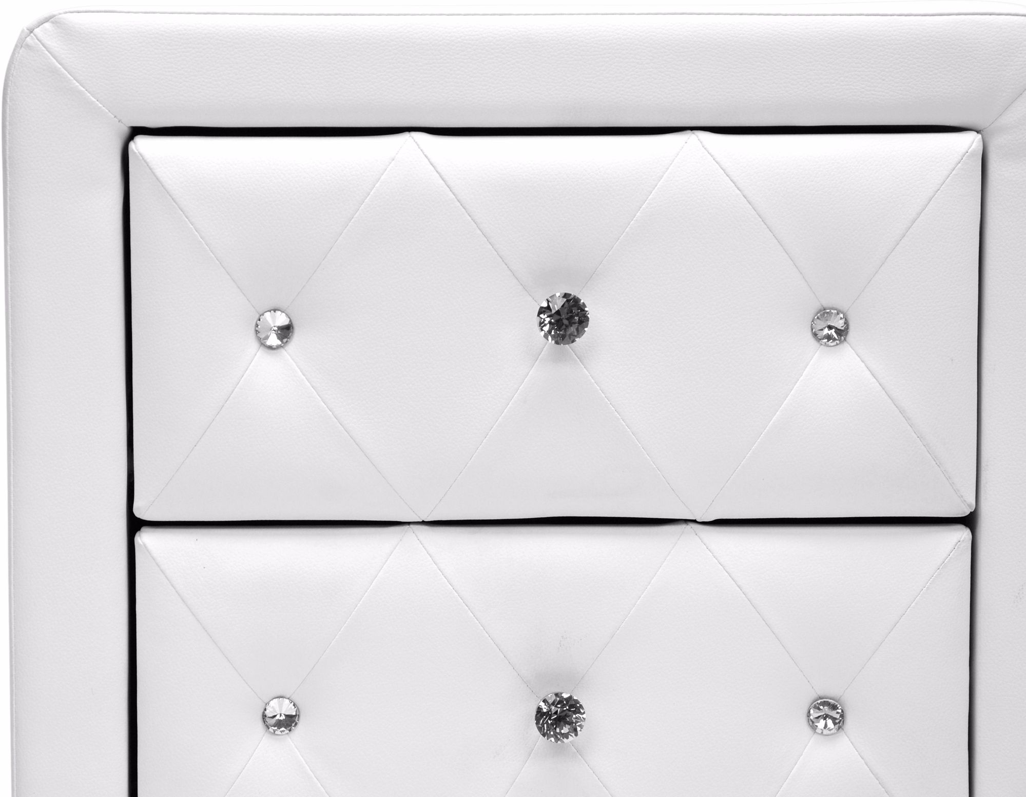 Baxton Studio Stella Crystal Tufted White Upholstered Modern Nightstand