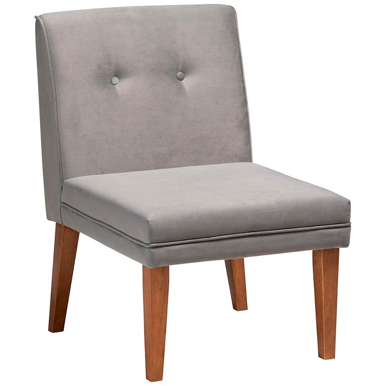 Image 2 Baxton Studio Stewart Gray Velvet Fabric Tufted Dining Chair