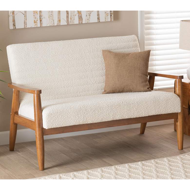 Image 1 Baxton Studio Stratton 49 1/2"W Cream Tufted Fabric Loveseat