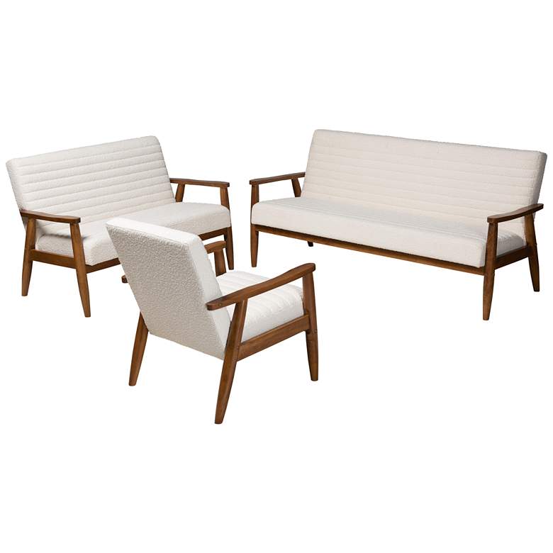 Image 1 Baxton Studio Stratton Cream Fabric 3-Piece Living Room Set