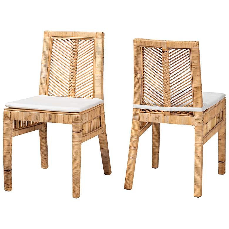 Image 2 Baxton Studio Suci Natural Brown Rattan 2-Piece Dining Chair Set