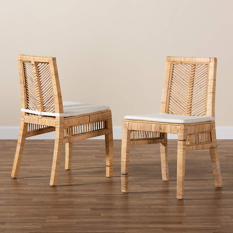 Image 1 Baxton Studio Suci Natural Brown Rattan 2-Piece Dining Chair Set