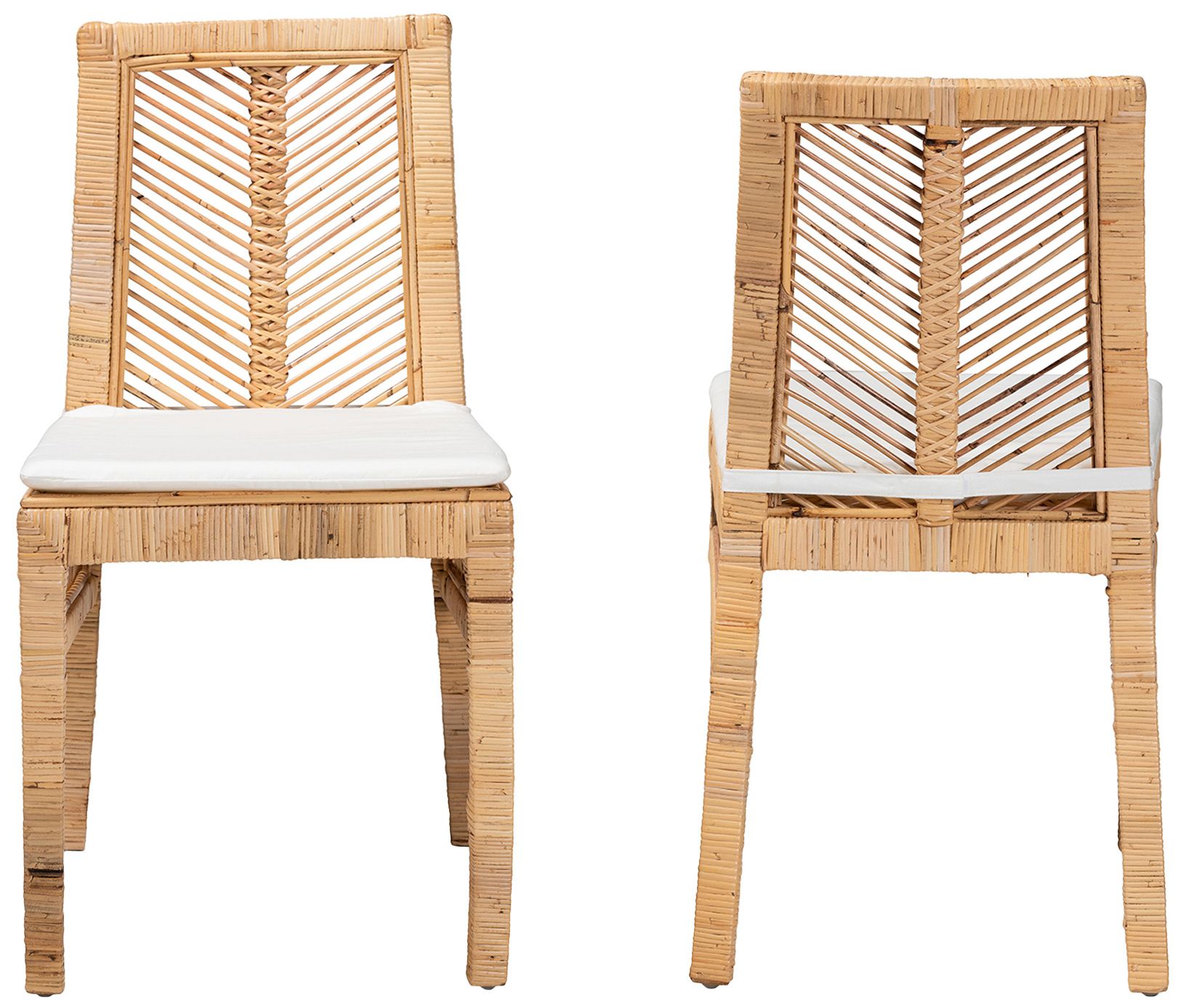 Image 4 Baxton Studio Suci Natural Brown Rattan 2-Piece Dining Chair Set more views