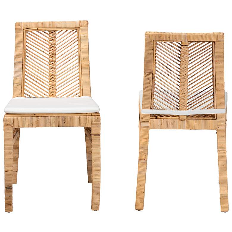Image 4 Baxton Studio Suci Natural Brown Rattan 2-Piece Dining Chair Set more views