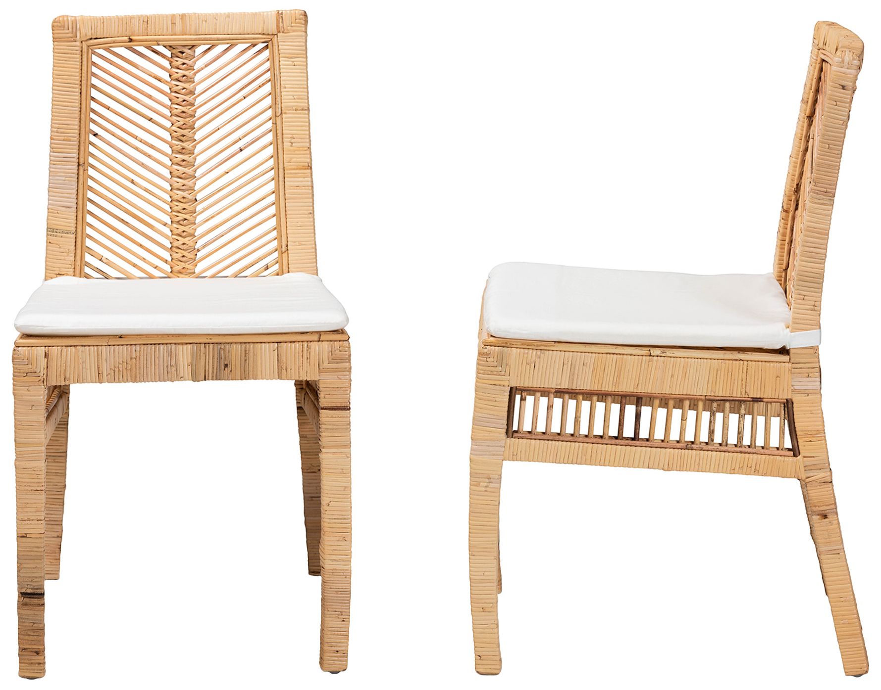 Image 5 Baxton Studio Suci Natural Brown Rattan 2-Piece Dining Chair Set more views