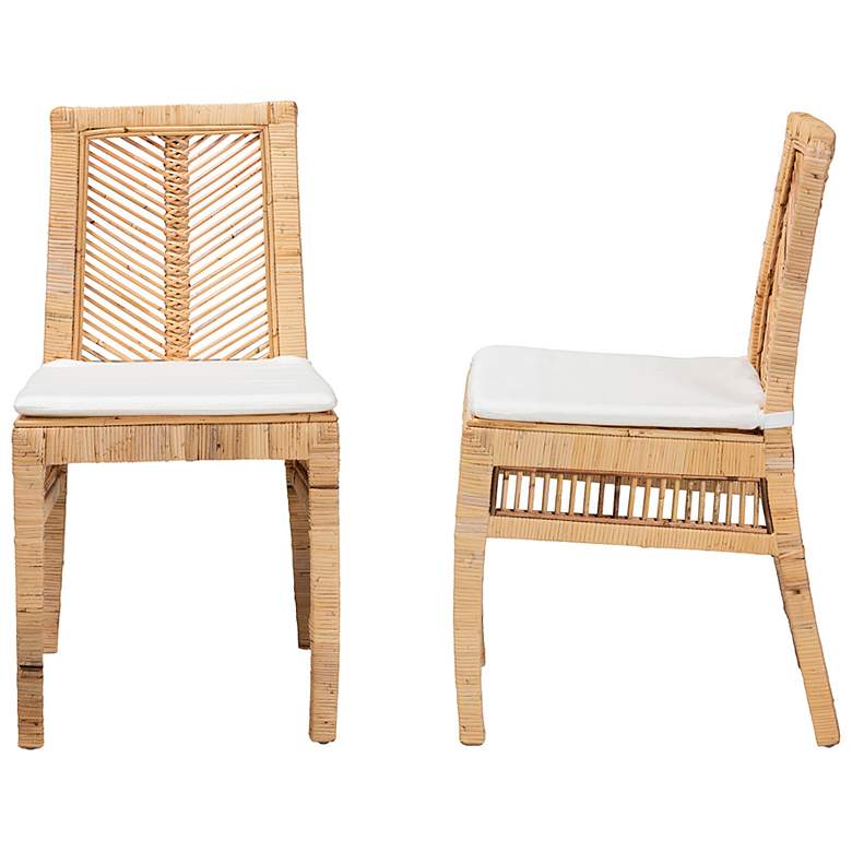 Image 5 Baxton Studio Suci Natural Brown Rattan 2-Piece Dining Chair Set more views