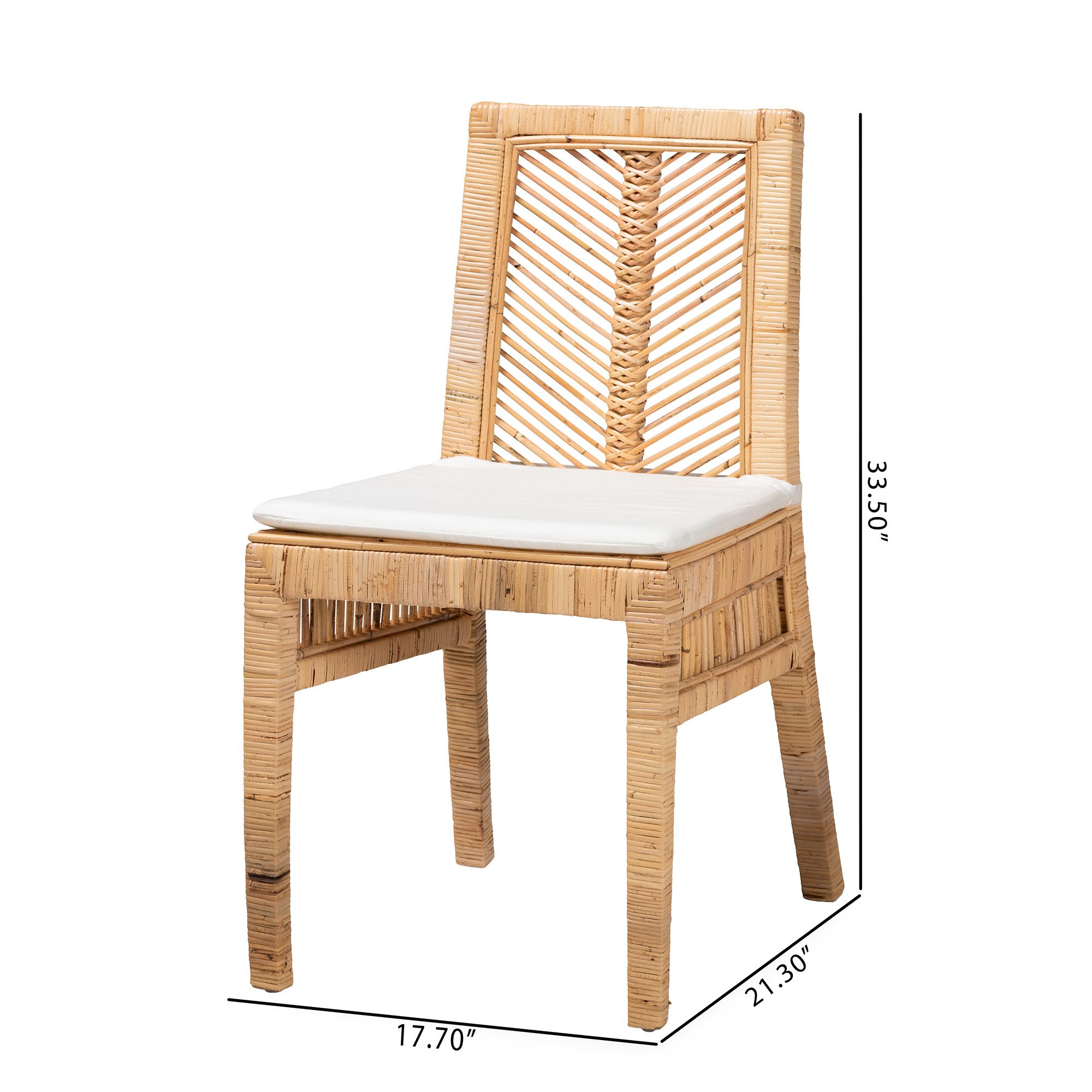 Baxton Studio Suci Natural Brown Rattan 2-Piece Dining Chair Set