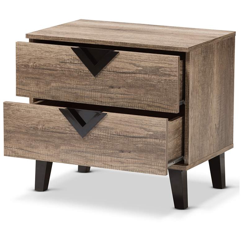 Image 3 Baxton Studio Swanson Light Brown Wood 2-Drawer Nightstand more views