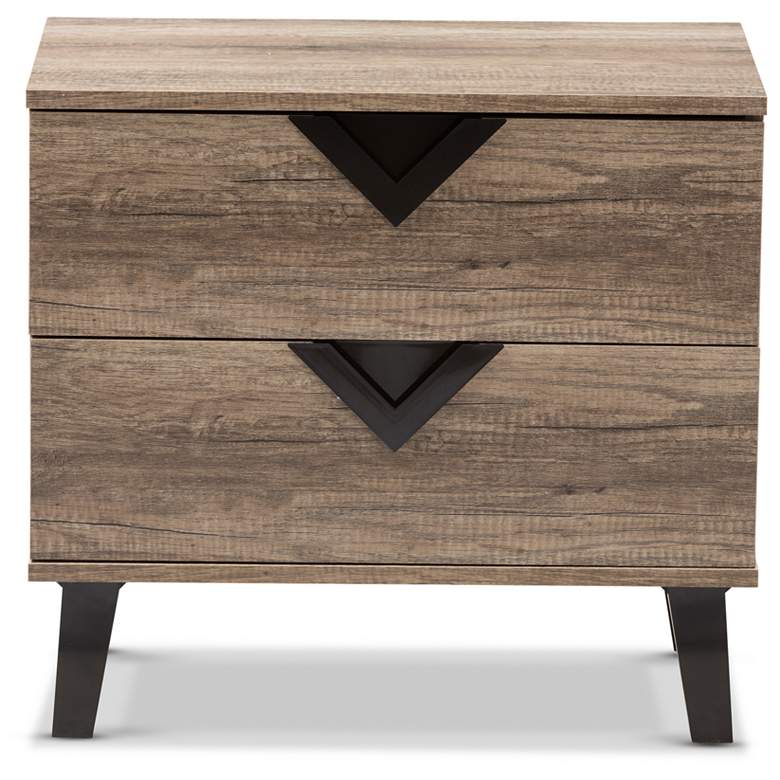 Image 4 Baxton Studio Swanson Light Brown Wood 2-Drawer Nightstand more views
