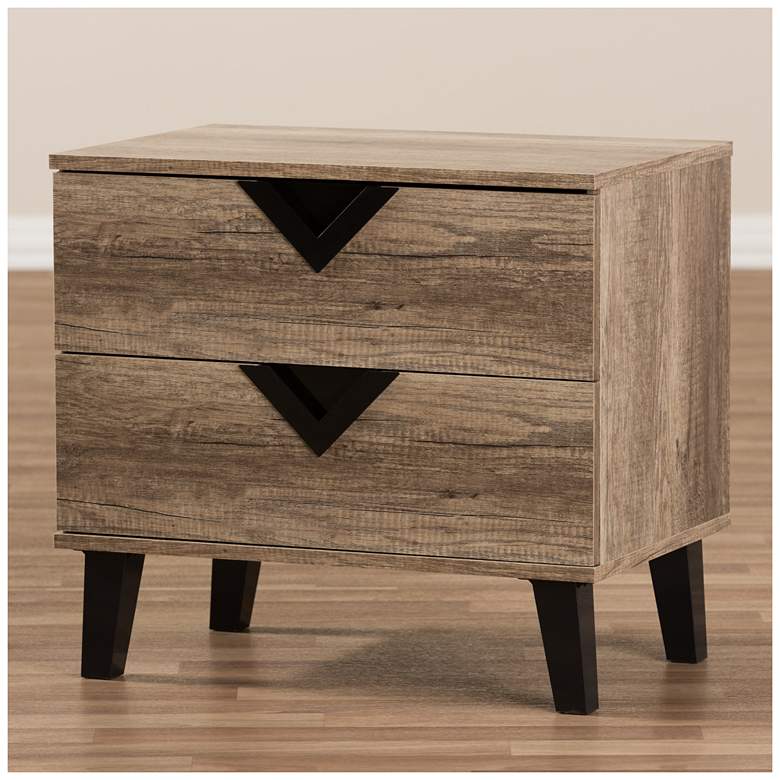 Image 6 Baxton Studio Swanson Light Brown Wood 2-Drawer Nightstand more views