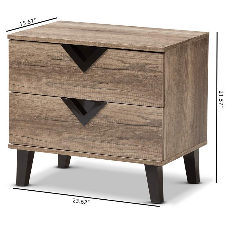 Image 7 Baxton Studio Swanson Light Brown Wood 2-Drawer Nightstand more views
