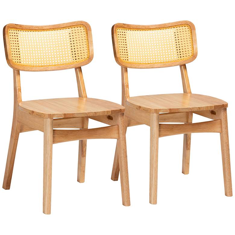 Image 2 Baxton Studio Tadeo Oak Brown Wood Dining Chairs Set of 2