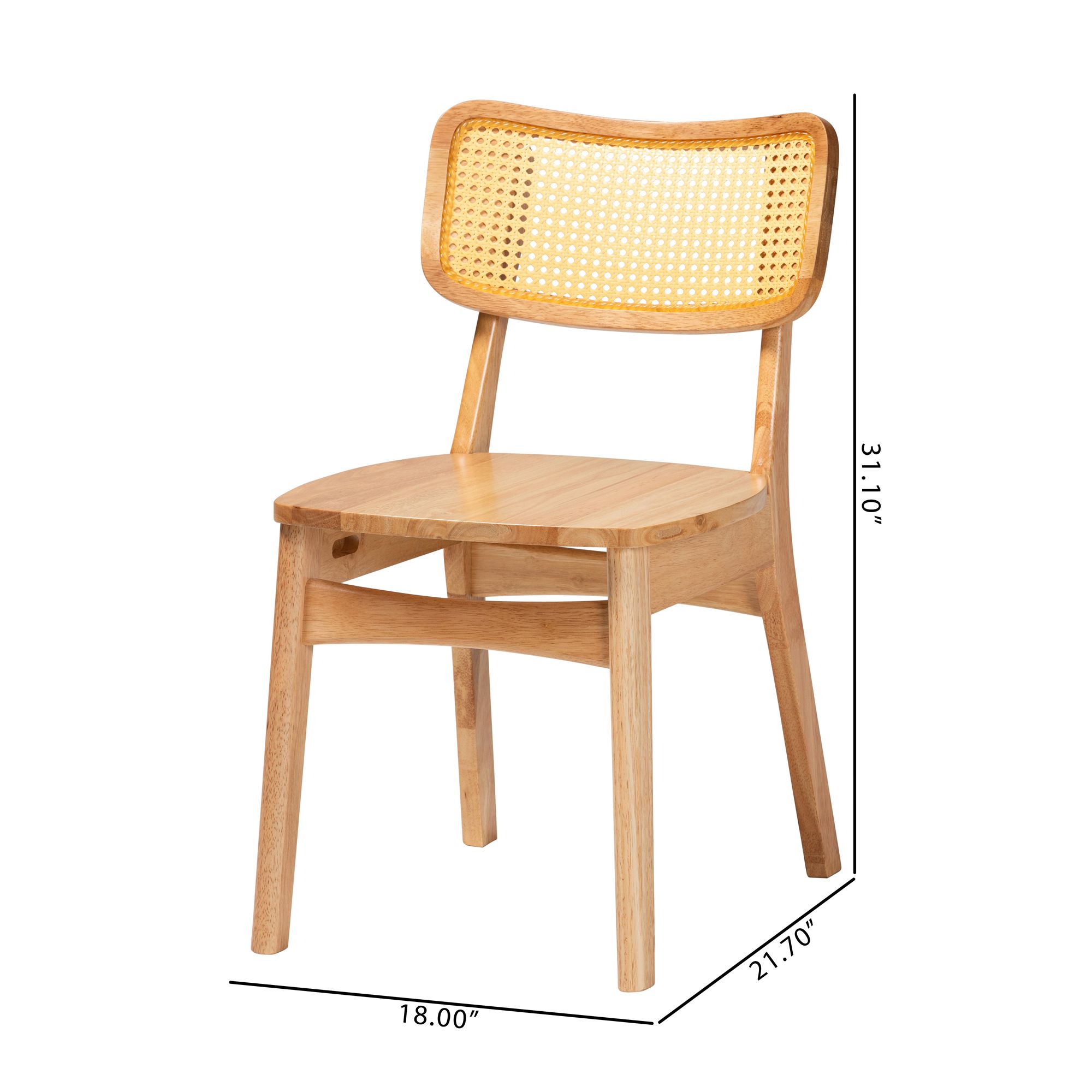 Baxton Studio Tadeo Oak Brown Wood Dining Chairs Set of 2