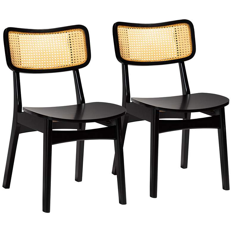 Image 2 Baxton Studio Tafari Dark Brown Wood Dining Chairs Set of 2