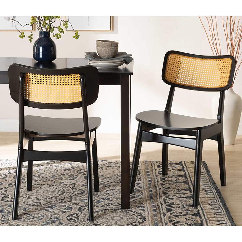 Image 1 Baxton Studio Tafari Dark Brown Wood Dining Chairs Set of 2