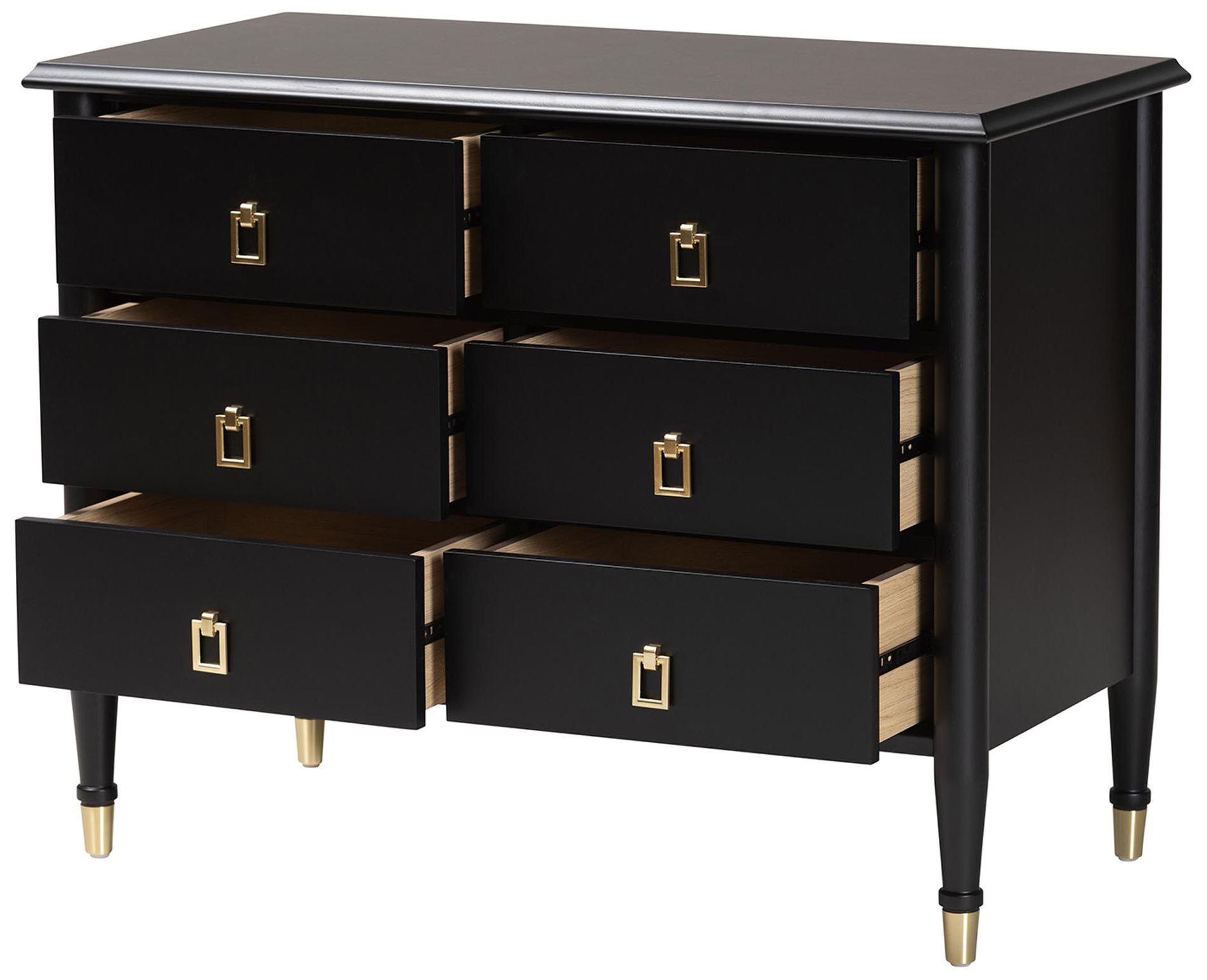 Image 3 Baxton Studio Tamra Black Wood Chest with Drawers, 6-Drawer Storage more views
