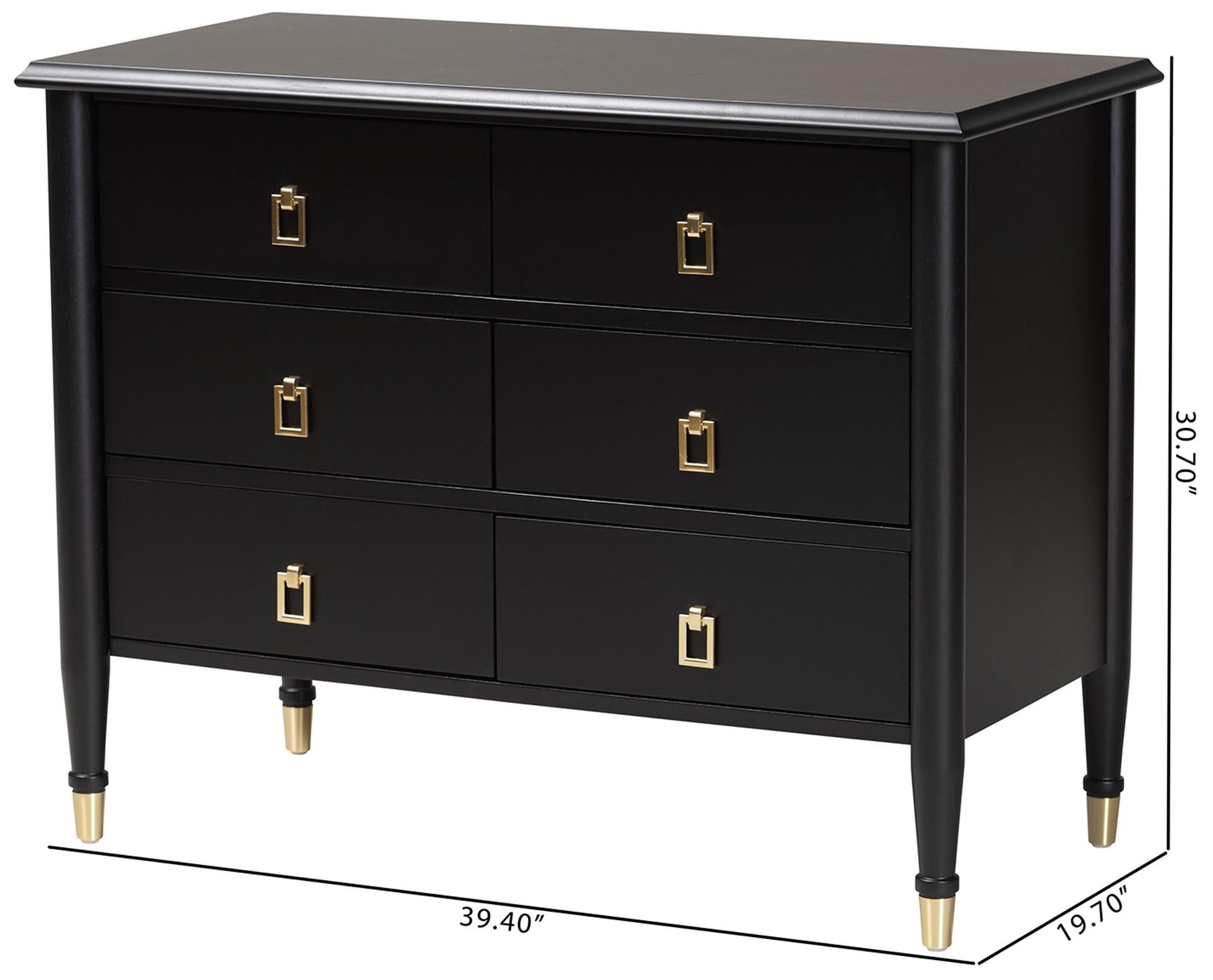 Baxton Studio Tamra Black Wood Chest with Drawers, 6-Drawer Storage