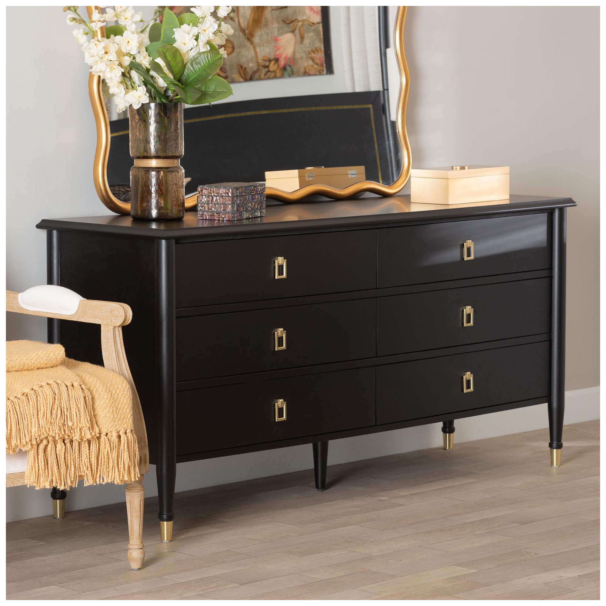 Image 2 Baxton Studio Tamra Black Wood Dresser with Drawers, 6-Drawer more views