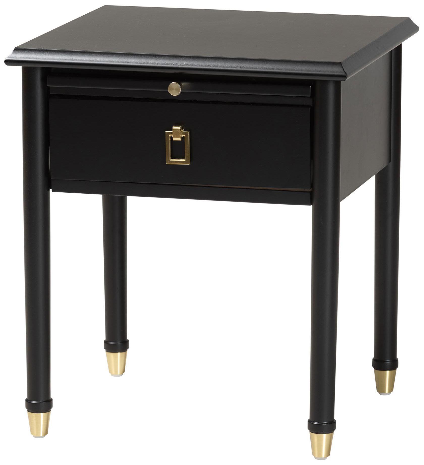Image 2 Baxton Studio Tamra Black Wood Nightstand with Pullout Shelf