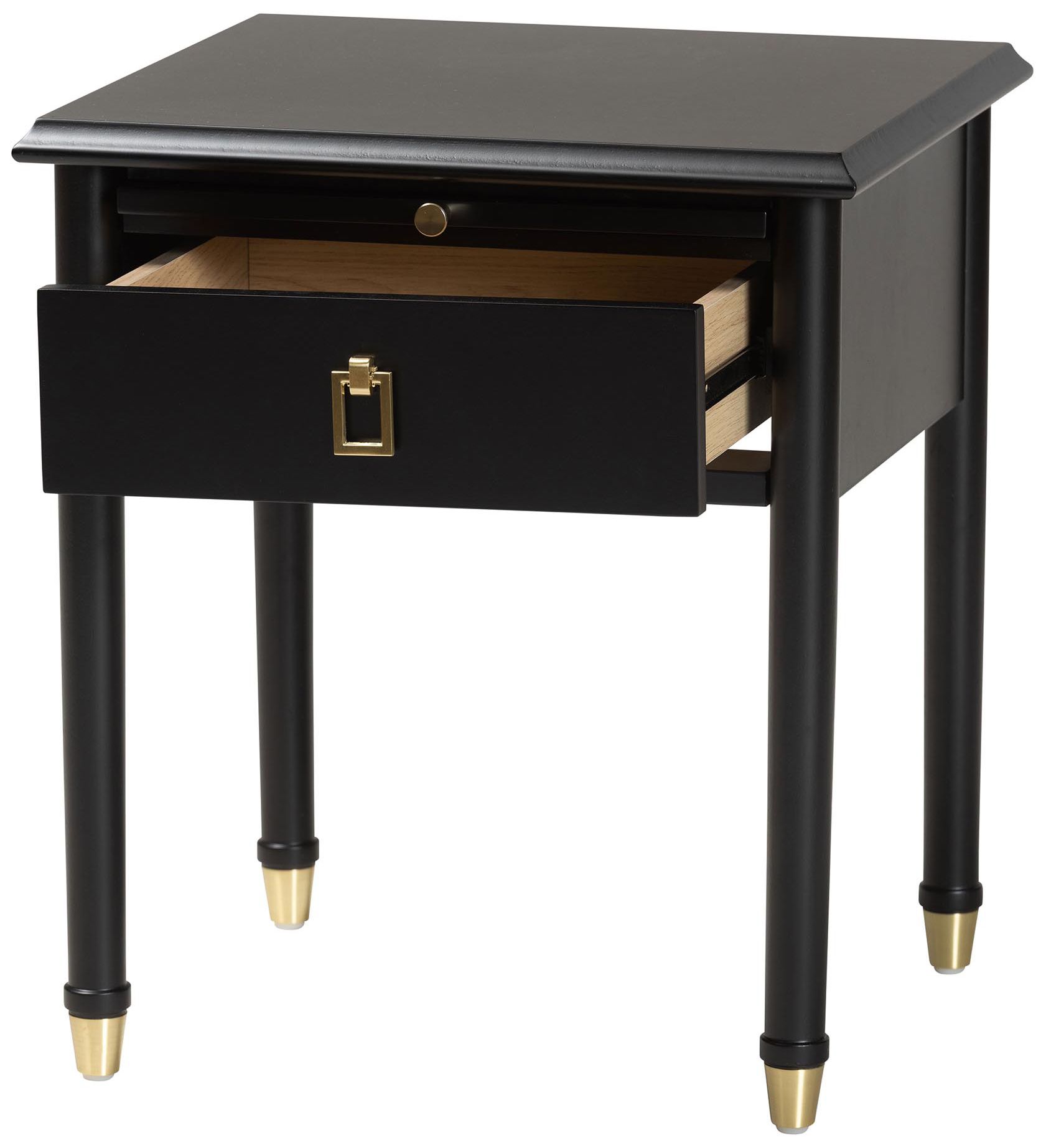 Image 3 Baxton Studio Tamra Black Wood Nightstand with Pullout Shelf more views