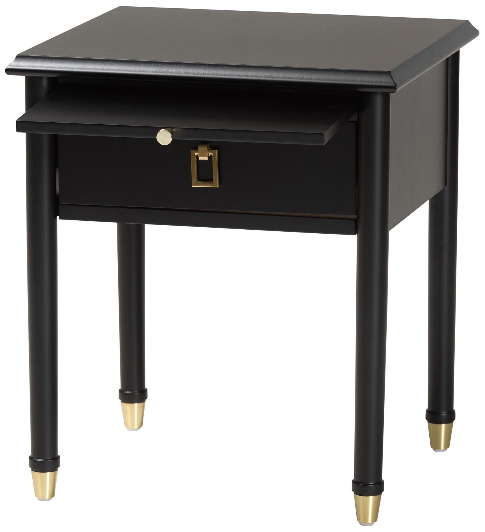 Image 4 Baxton Studio Tamra Black Wood Nightstand with Pullout Shelf more views
