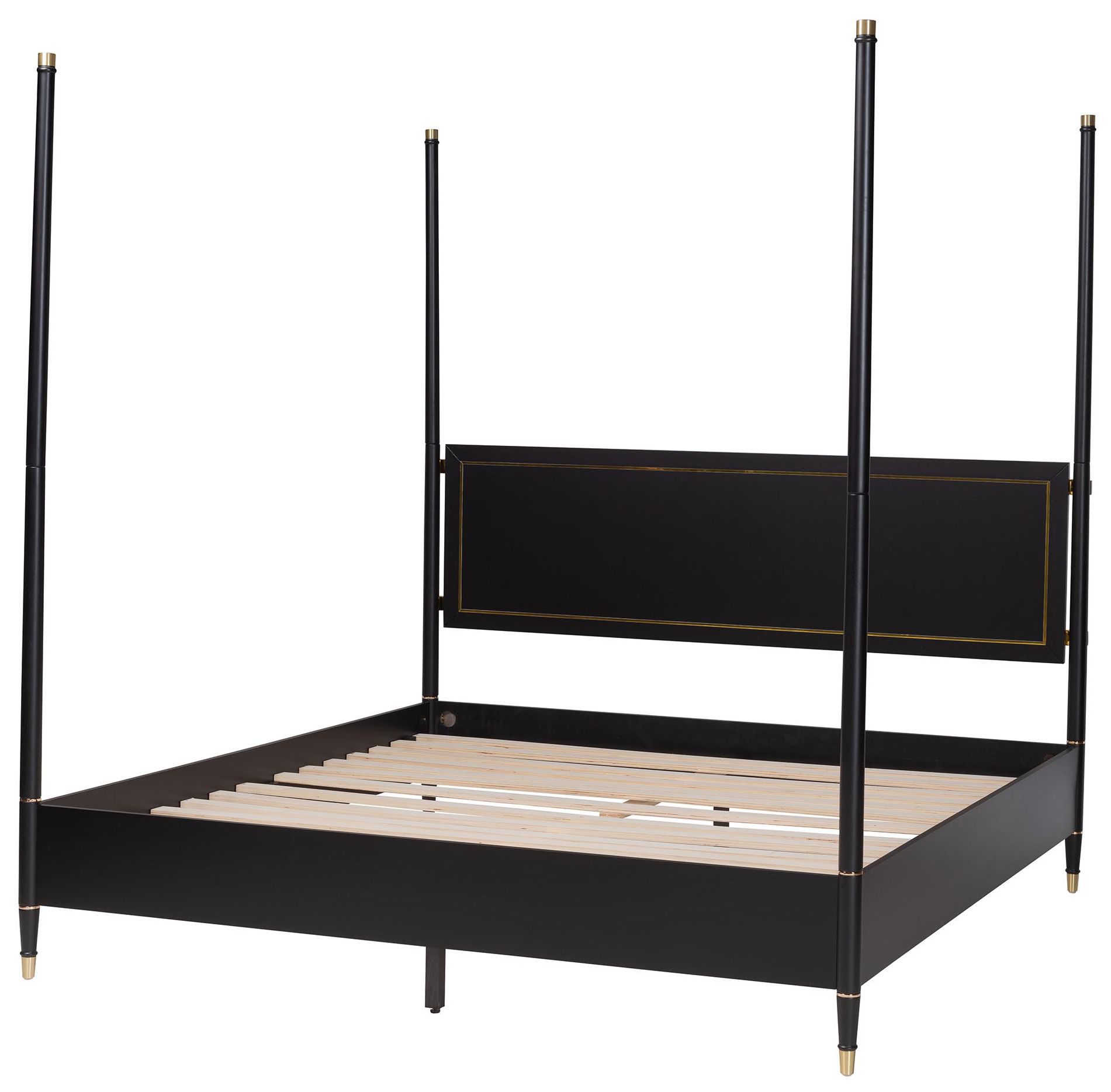 Image 4 Baxton Studio Tamra Four-Poster Platform Bed - Black Wood Bed Frame, King more views
