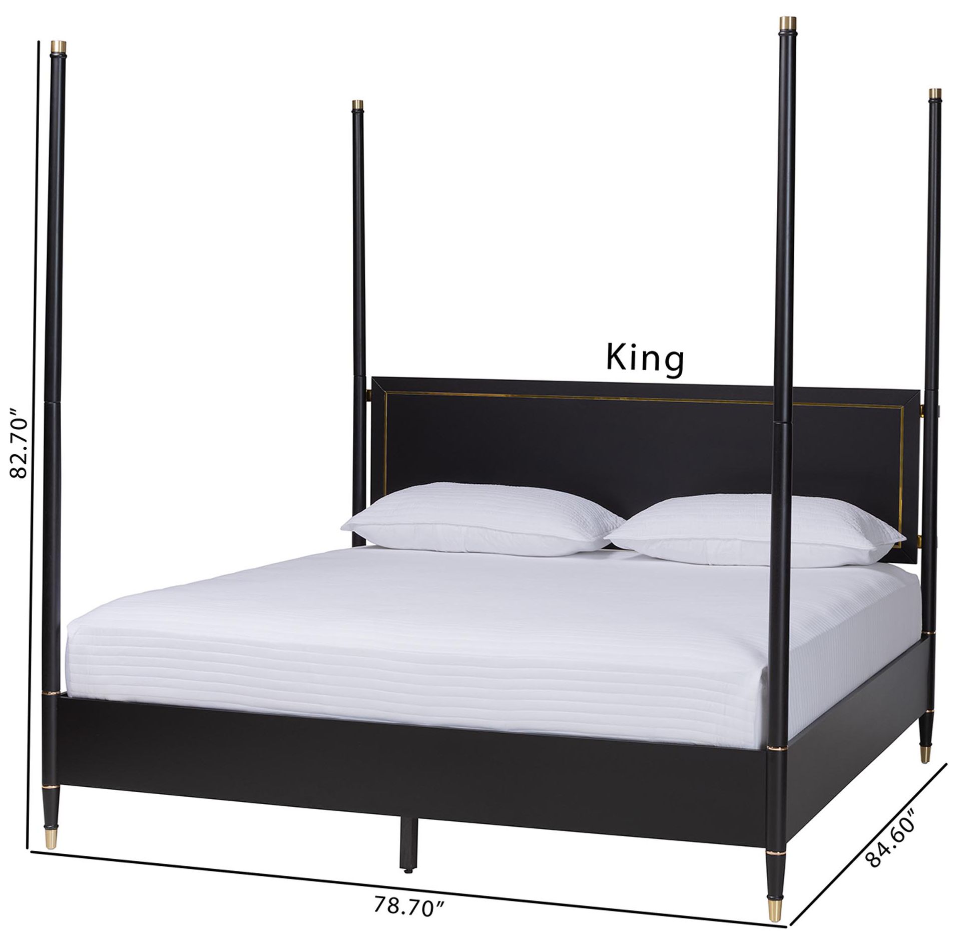 Baxton Studio Tamra Four-Poster Platform Bed - Black Wood Bed Frame, King