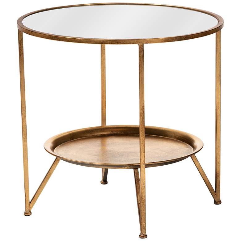 Image 2 Baxton Studio Tamsin 22" Wide Antique Gold Mirrored Top Accent Table