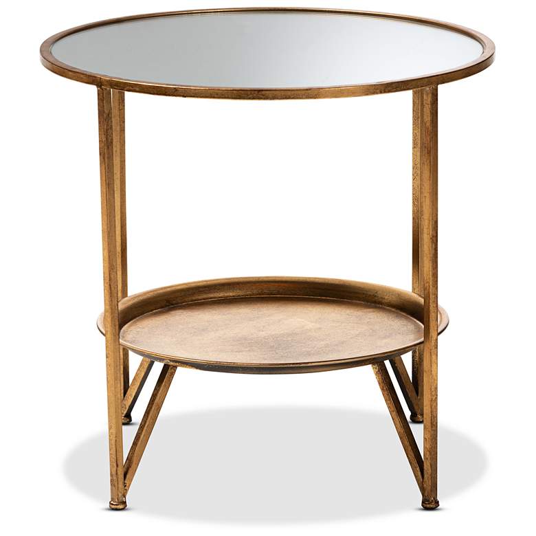 Image 3 Baxton Studio Tamsin 22" Wide Antique Gold Mirrored Top Accent Table more views