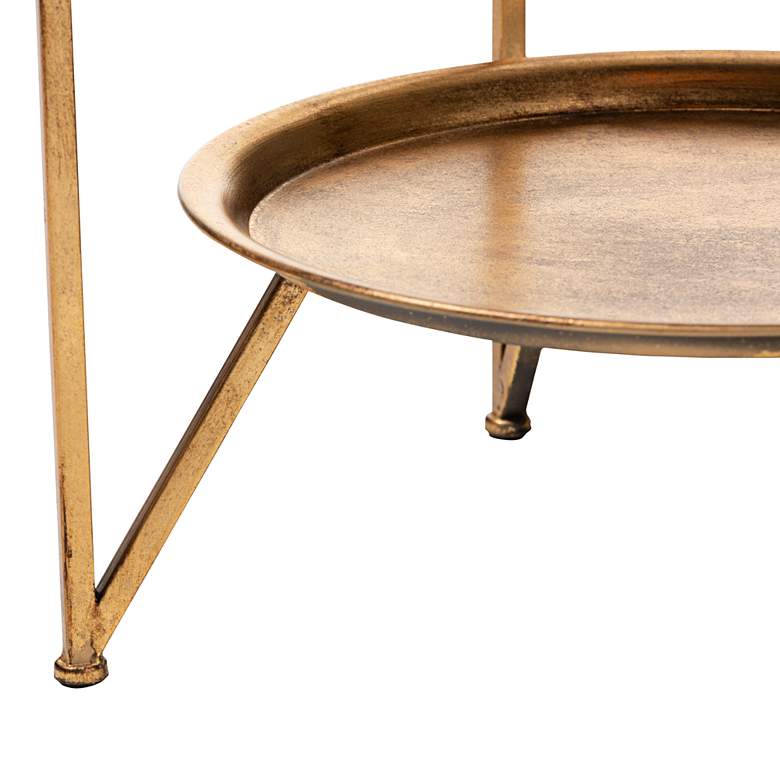 Image 4 Baxton Studio Tamsin 22" Wide Antique Gold Mirrored Top Accent Table more views